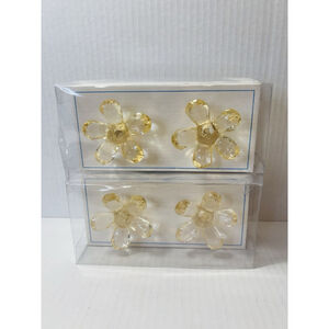 Pottery Barn Kids Yellow Crystal Flower Drawer Knobs Set of 4